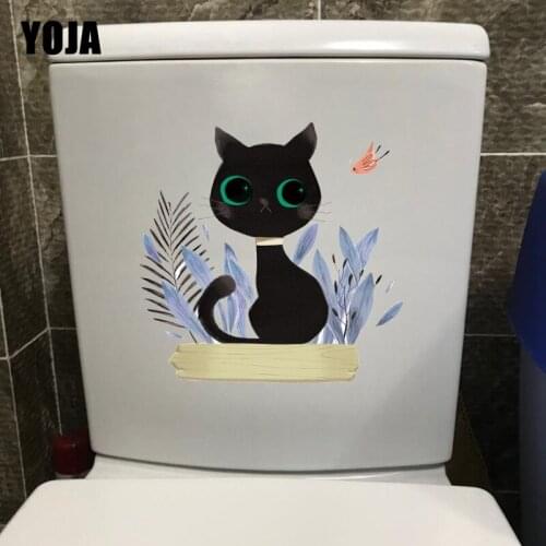 YOJA 24*24.6CM Little Fresh Kitty Bird Fashion Bathroom Toilet Sticker Decor Room Wall Decal T1-0050