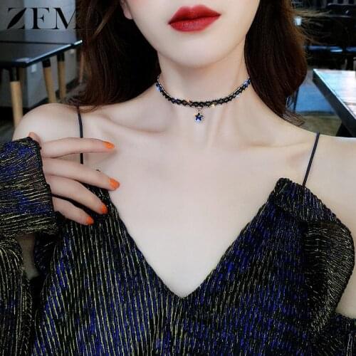 ZEMO Star Choker Necklaces Pendant Women Alloy Gold Chains Necklace Sexy Party Jewelry Female 's Accessory collares de moda 2019