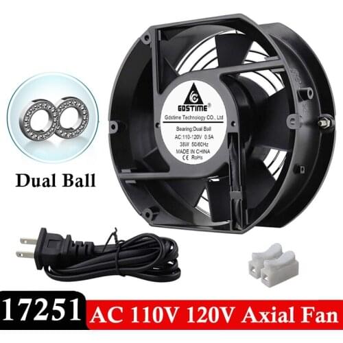 2PCS Gdstime 172mm AC 110V 115V 120V 172x151x51mm Ball Bearing Axial Cooler Fan Ventilation Exhaust Projects Cooling Fan 17251