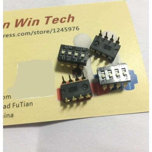 200pcs Dip Black KI-04 dial switch 4-bit encoding/4P 2.54mm IC switches toggle switches High quality KI-04