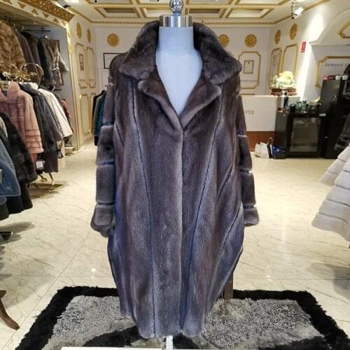 2020 Bat sleeve mink fur coat snakeskin Stitching mink coat fashion women fur coat High-end brand coat women WINTER PALACE BS013