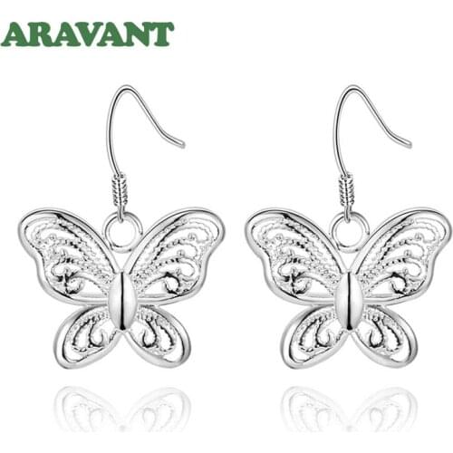 2020 New Arrival 925 Silver Butterfly Drop Earrings For Women Wedding Engagement Jewelry