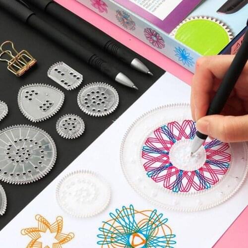 22pcs Spirograph Drawing Toys Set Interlocking Gears & Wheels Geometric Ruler Drawing Accessories Creative Educational Kids Toy