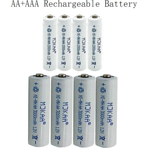 4Pcs AA 3000mAh Rechargeable Batteries+4Pcs AAA 2000mAh Ni-MH Batteries 1.2V Are Used For Digital Cameras Electric Shavers Etc