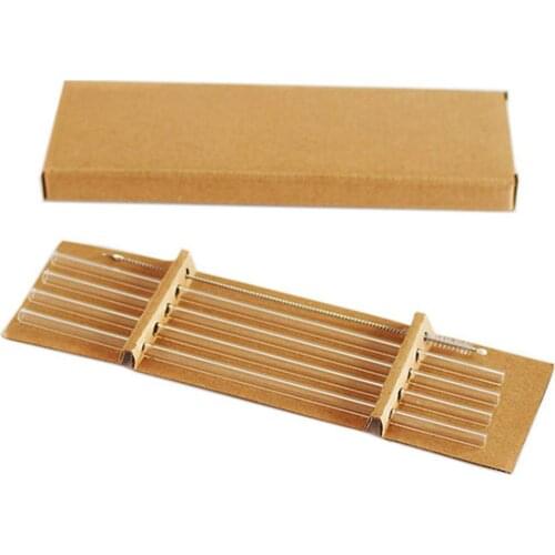 5Pcs Transparent Glass Straight Bend Straws Cleaning Brush for Beverage Drinks Drinkware Kitchen Accessories For Home Cafe