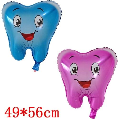 50pcs 49x56cm Cute Cartton Tooth Theme Party Foil Balloons For Children Kids Toy Birthday Party Baby Shower Decoration Globos