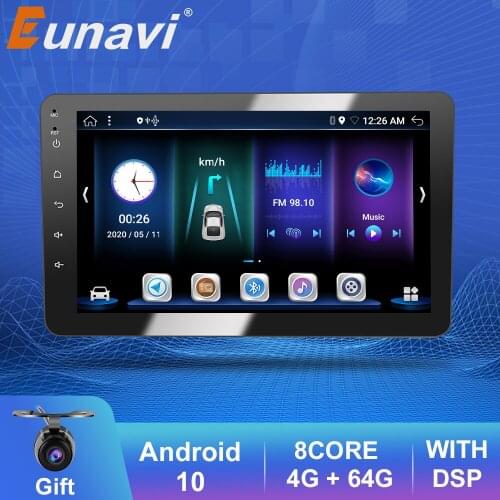 Eunavi Android 10 Car Radio GPS Navigation 2 Din Universal Auto Stereo Audio 8inch Touch Screen Multimedia player DSP Carplay 4G