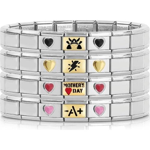 Hapiship Fashion Heart Footprints Boy Lightning Charm Links 9mm Bracelet Bangle For Women Girl Birthday Present Jewelry GDJ90