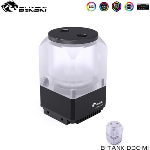 Bykski DDC Pump Combo Reservoir For Small A4 Case Water Tank With DDC Pump, 450L/H ,4 Meters Lift ,Silver ,Black ,B-TANK-DDC-MI