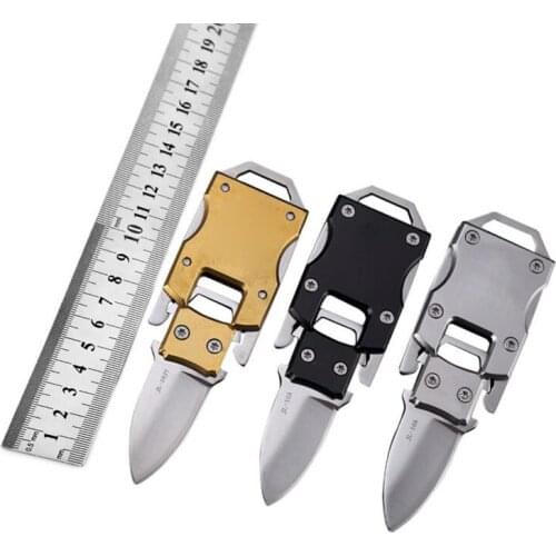 EDC Knife Mini Pocket Keychain Ring Pare Fruit Letter Cutter Open Multi Tool Camp Fold Box Hang