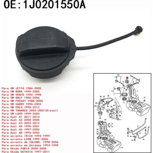 Tapa para depósito de combustible y diésel, protector interior para VW, Golf, Polo, Jetta, Passat, Audi A3, A4, A6, A81J0201550A