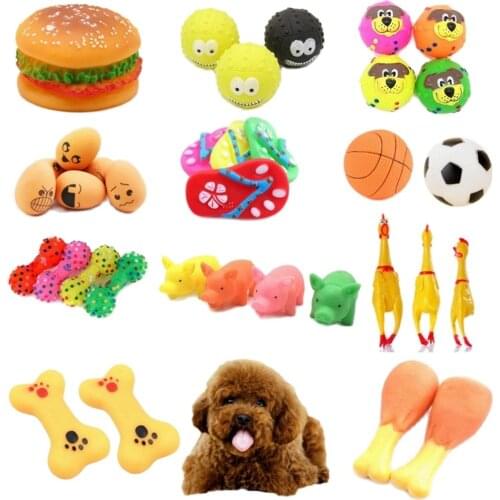 Pet Dog Cat Puppy Sound Squeaky Toy Rubber Dumbbell Screaming Chicken Bone Slipper Chewing Funny Toy Tooth Grinding & Training