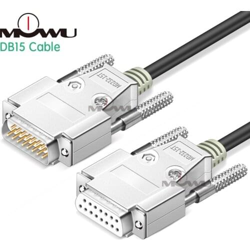 MOWU DB15 Cable DB 15 Pin Two Rows Connectors DB15 Data Cable Male to Male Male to Female Female to Female 1m 2m 3m 5m 8m 26AWG