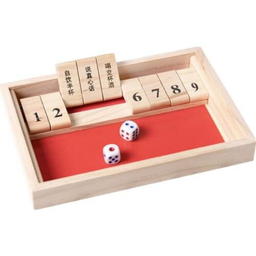 Classic Wooden Shut the Box Family Friends Bar Club Drinking 1-2 Player Fun Toys