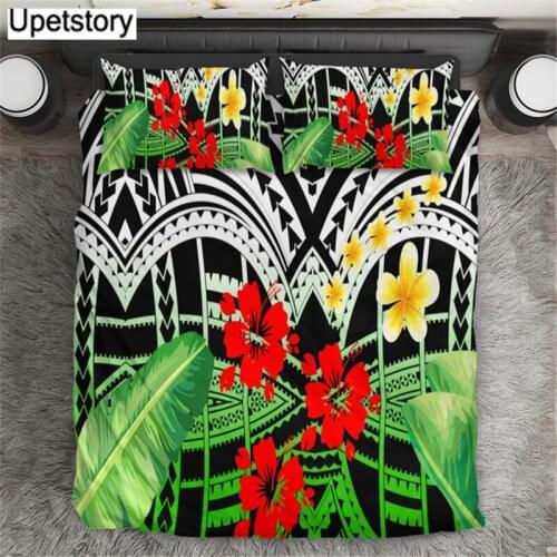 Upetstory Gradient Plumeria Polynesian Floral Pattern Duvet Cover Set Kids Adults Bed Decor Home Bedding Set Comforter Covers