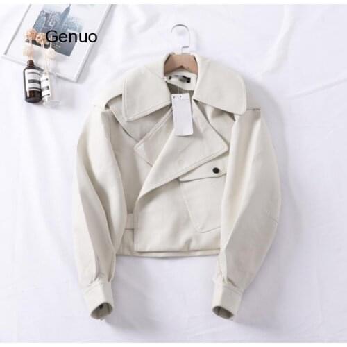 Black Short Loose Pu Leather Jacket Autumn Winter Soft Faux Leather Jacket Street Casual Outwear Ladies Biker Jacket