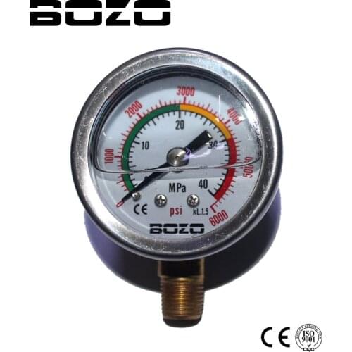 AIRSOFT PCP 40MPa/6000PSI 45mm Double-Range Luminous Vibration Proof Pressure Gauge Manometer 1/8NPT