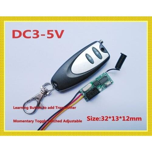 DC3.7V 3-5V Remote Control Switch System Radio Mini Receiver Small Volume Remote System A ON B OFF 2A Momentary Toggle Latched