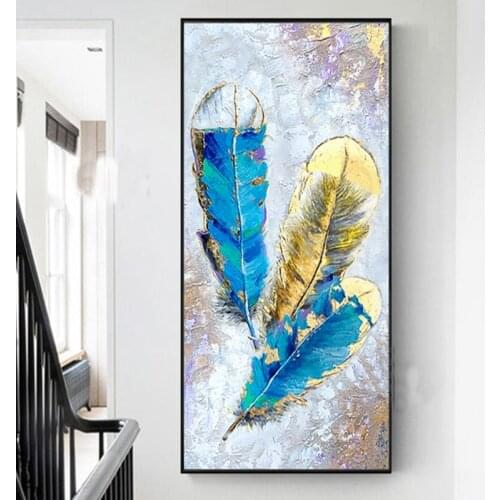 Fantasy Blue Feather 5d diy Diamond Painting Sale 5D DIY Diamond Embroidery round mosaic Diamond set Abstract home decor EE1787