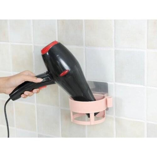 Wall-mounted Hair Dryer Holder Multifunctional Adhesive Hair Drier Seamless Bathroom Shelves Hairdryer Storage Rack Organizer