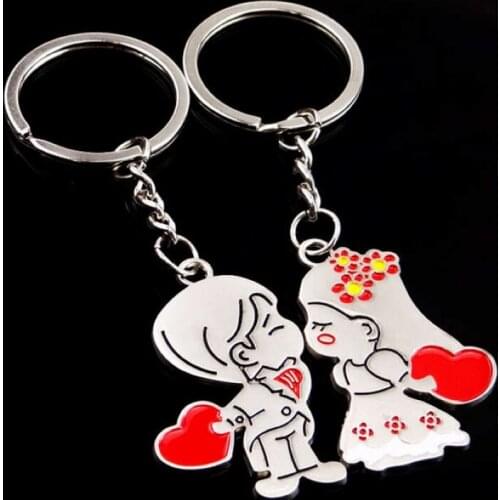 Fashion New Novelty Anime Couple Keychain Trinket Cartoon Key Chain Lovers Key Ring Women Bag Wedding Jewelry Valentines Gift