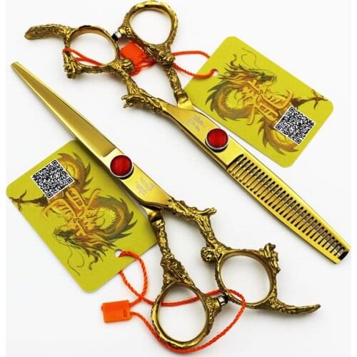 Pet Scissors Dog Grooming Cutting+Thinning Shears Kit for Animals 6 Inch Japan440C High Quality Golden Dragon Models