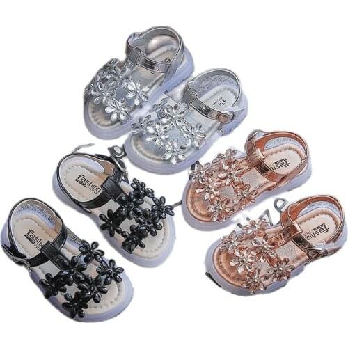 1-6 Year Old Fashion Rhinestone Flower Princess Summer Sport Little Girl Beach Sandals 2021 For Kids Sandals Baby Children Shoe