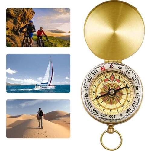 Portable Camping Hiking Compass High Quality Pure Copper Clamshell Luminous Compass Outdoor Activities Pointing Guide Tools