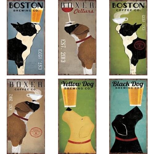 Dog Shabby Chic Home Bar Cafe Vintage Wall Decor Art Metal Tin Signs Pub Tavern Retro Decorative Plates Metal Poster 15x30