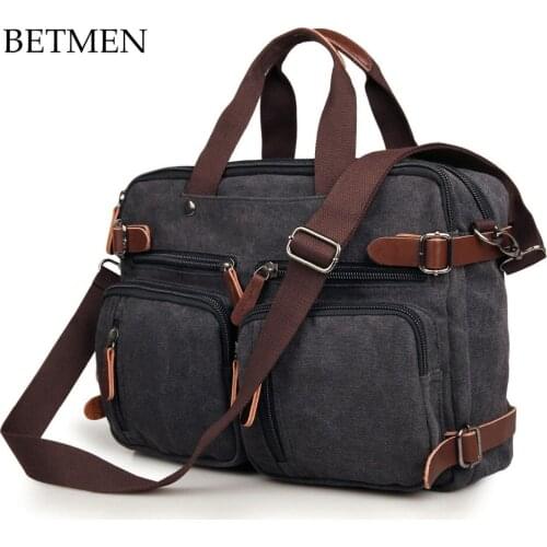 BETMEN Vintage Canvas Men Bag Designer Brand Handbag Shoulder Bag Multifunction Men Travel Bags