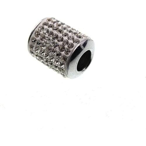 Stainless Steel Rhinestone Slider Spacer Beads for Jewelry Making Big Hole 6mm for Charm Leather Bracelet DIY Jewelry Findings