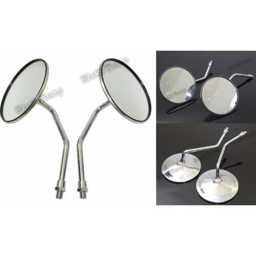 Waase Chrome Round Universal Motorcycle Rearview Mirror 10mm For Suzuki GN125 GN250 GN400 For Honda Kawasaki