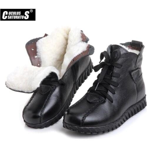 Cuculus 2020 New Cotton-padded Flat Bottom Increase Soft Sole Shoes Woman Winter Warm Boots Women Boots 1869