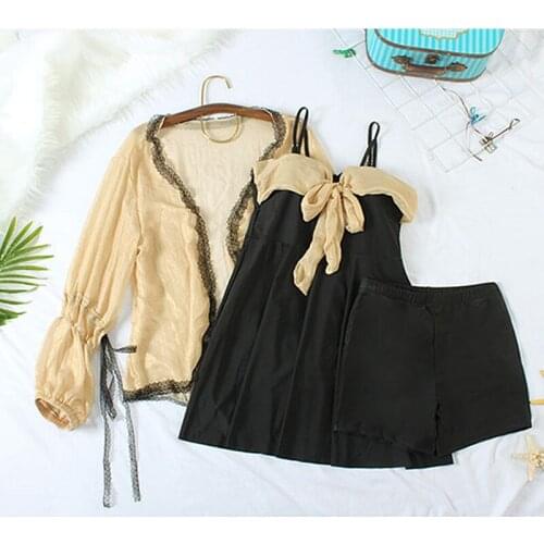 STAERK womens three piece set sunscreen long sleeve high waist slim cover belly girls conservative hot spring swimming suit