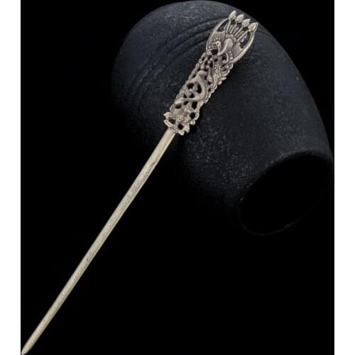 925 Sterling Silver Chinese Hair Stick Women Jewelry Luxury Handmade Vintage Dragon Phoenix Jewellery Hair Pin Antique Ancient