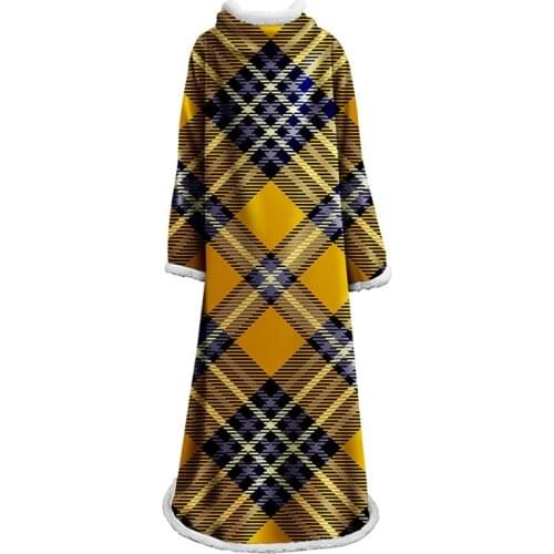 Winter Warm Blankets with Sleeve Comfy Soft England Plaid Velvet Plush Elegant Blanket Stripe Sherpa Fleece Blanket