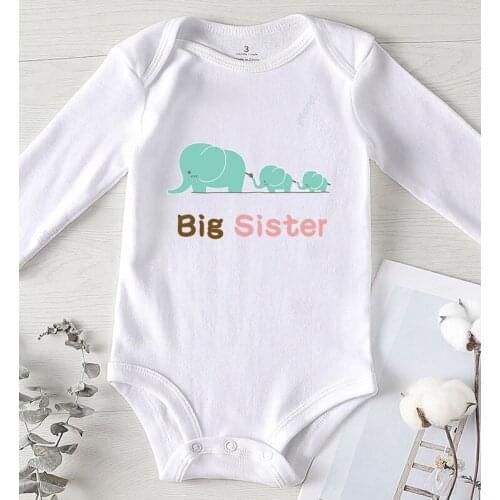 Toddler Winter Onesies Romper for Babies Cotton Girl Big Sister Printed Newborn Baby Boy Clothes Infant Summer Outfits