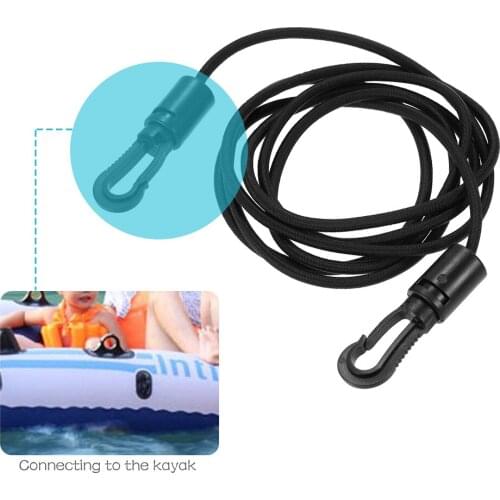 1.5m Elastic Nylon Rope Kayak Canoe Boat Bungee Cord with 2 Shock Cord Hooks Camping Secure Pliers Lip Fishing Rod Safety Leash