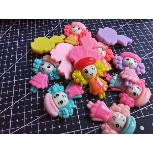 1pcs/lot resin flat back black Curly hair girl with cap 37mm Scrapbook Embellishment DIY Phone Decoration