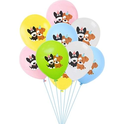 10pcs New 12-Inch Cartoon Dog Printing Pet Theme Balloon Baby Bath Anniversary Birthday Party Decoration