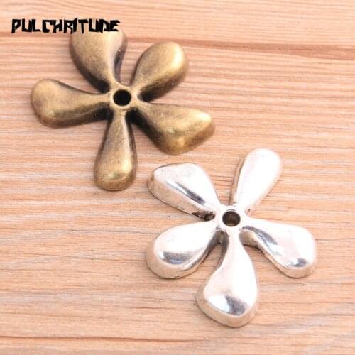 2PCS 38*42mm 2020 New Product Two Color Flower Hollow Charms Plant Pendant Jewelry Metal Alloy Jewelry Marking