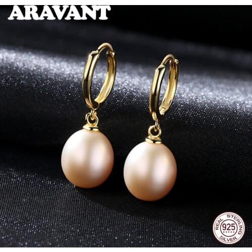 2019 New 925 Sterling Silver Natural Freshwater Pearl Drop Earrings For Women Pearl Jewelry Gifts