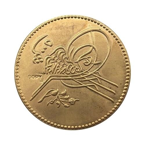 24-K Gold plated Egypt 1876Abdul Hamid II turk.Vizekingdom gold Coin copy Free shipping 38MM