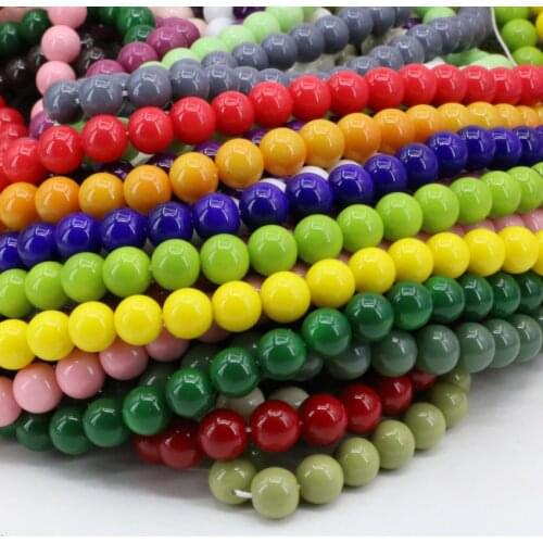 8mm candy color loose beads round bake paint glass ball jewelry fit for diy necdklace/bracelet spacers accessories 15inch B3249