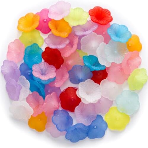 50 Piece Multicolor Random Mixed Acrylic Flower Shaped Spacer Beads Findings Jewelry Making Spacer Beads 12-21mm