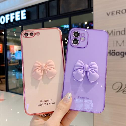For iphone 11 Case 3D Bow Jelly Plating case Cover For iphone XR X XS MAX 6 6s plus 7 8 PLUS iphone12 pro max phone fundas coque