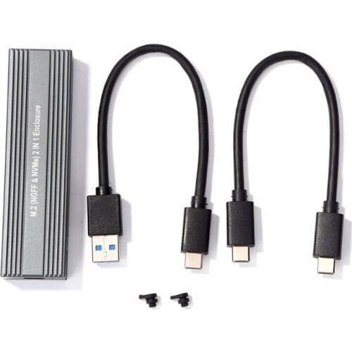 M2 SSD Case NVME Enclosure M.2 to USB 3.1 Type-C SSD Adapter for NVME PCIE SATA M/B Key SSD Disk Box SSD Case F62C