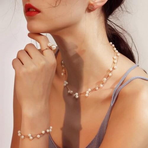 Double Fair Wedding Bridal Jewelry Set For Women Gold-Color Fashion Jewelry 3pcs Necklace+Bracelet+Earring S441 Amazing Price