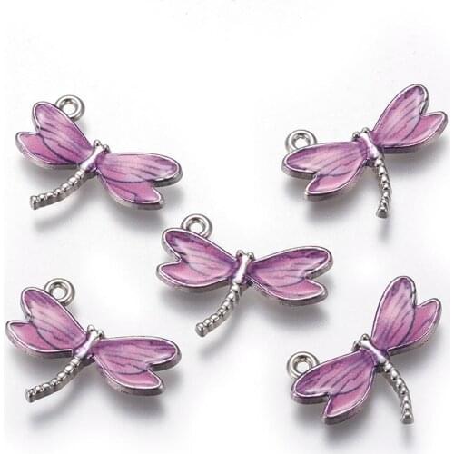 5Pcs Enamel Dragonfly Alloy Pendant Charms For DIY Gift Necklace Bracelet Earrings Jewelry Making Findings Accessories
