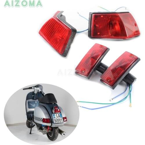 4pcs Red Scooter Motorcycle Front and Rear Turn Signal Indicator Blinkers Light For Vespa P PX VSX VNX and Stella